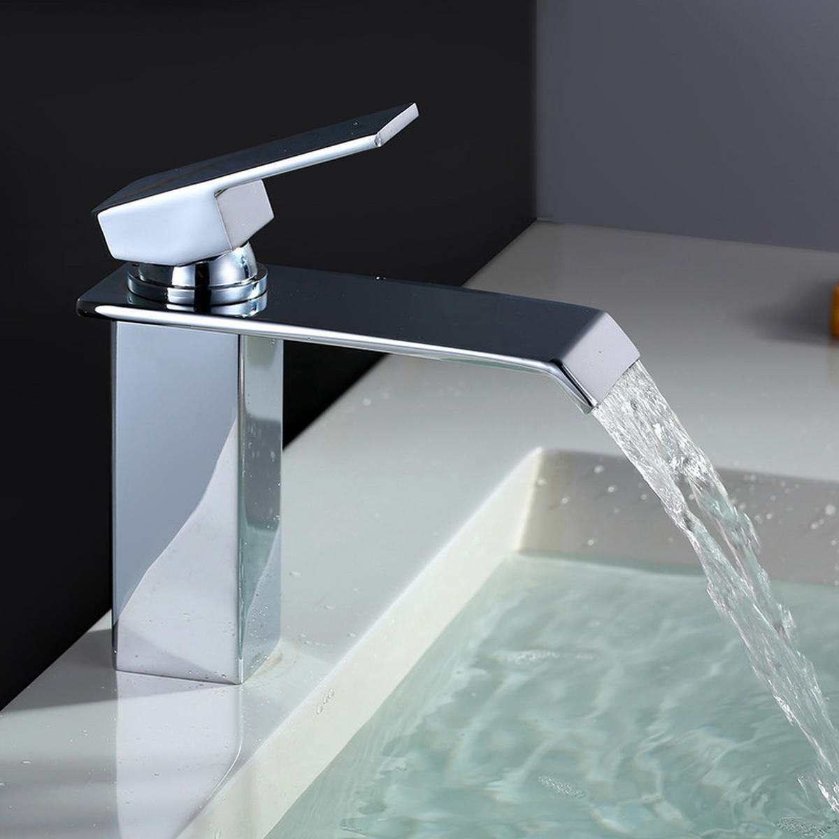 WASCHTISCHARMATUR Edelstahl Wasserfallauslauf - Chromfarben, Metall (20/7/25cm) - HOMELODY