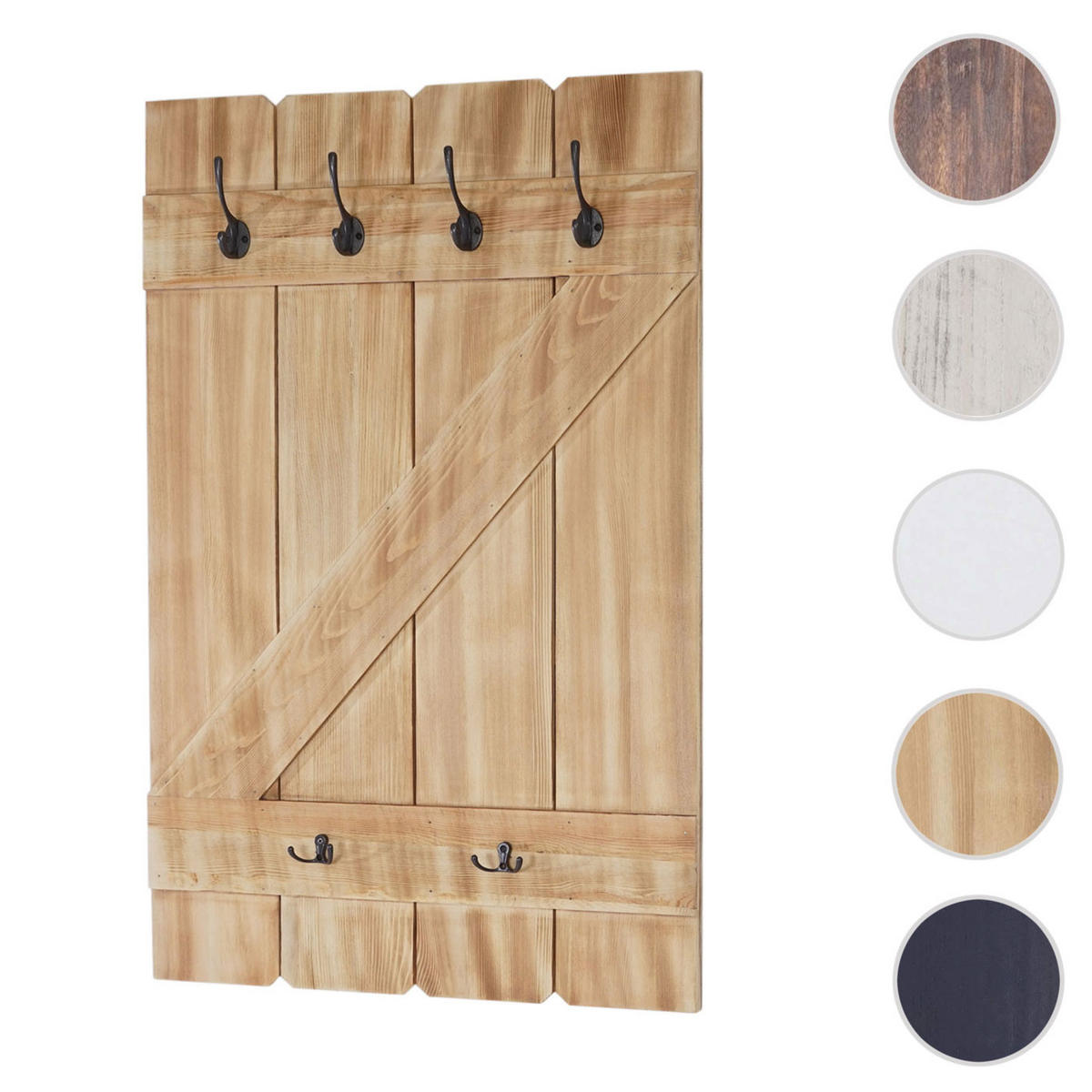 WANDGARDEROBE 91x60x10cm 6 Haken Kiefer - Kieferfarben, Holz (60/91/10cm) - BERLINLODGE