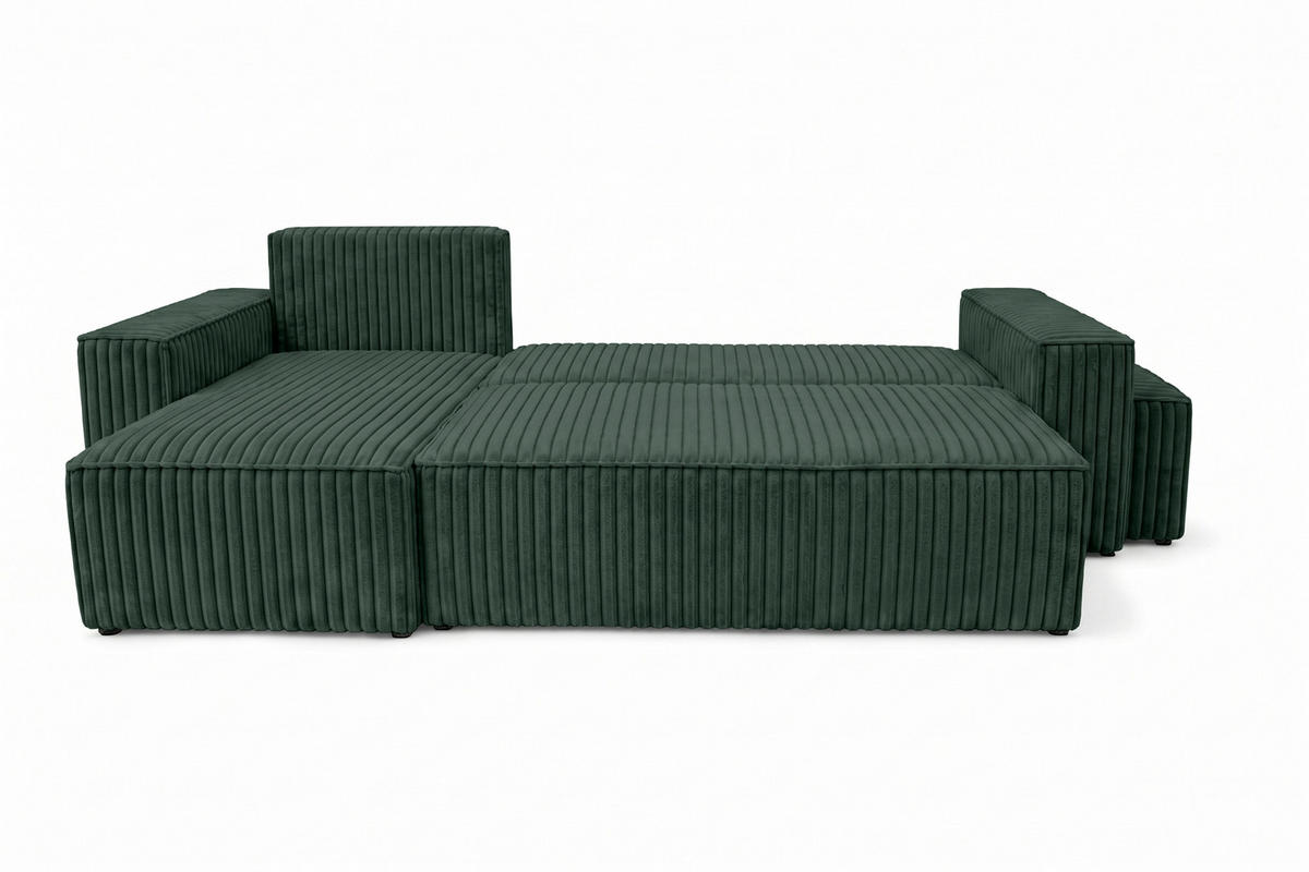 ECKSOFA Mit Schlaffunktion Und Pouf, Cordstoff Tilia, Grün, Links, Best L Mit Pouf - Grün, Holz (244/145cm) - Kaiser Möbel
