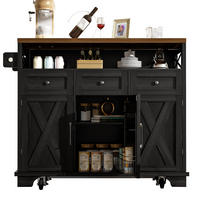 KÜCHENINSEL mit Klappseite 118 cm Schwarz MDF/Metall - Schwarz, Metall (43/98/118cm) - Beauniv