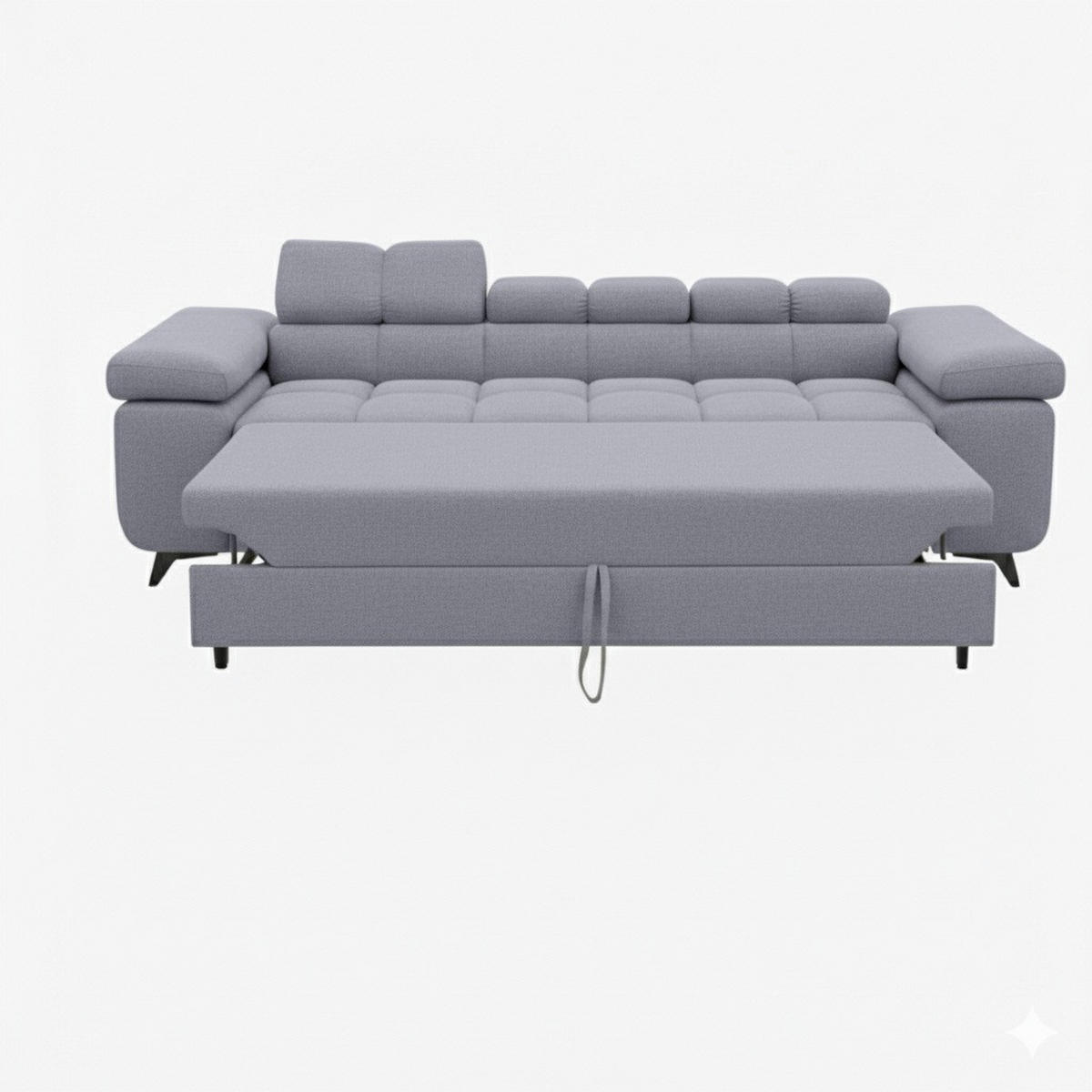 SCHLAFSOFA FJORD, 2-sitzer, verstellbarer Kopfstütze, grau - Grau, Textil (260/90/97cm) - KS Home Concept