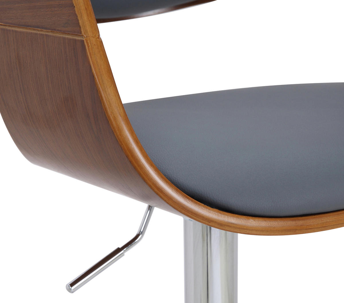 BARHOCKER 2er Set Lederlook walnuss/grau - Chromfarben/Grau, Textil/Metall (50/88/48cm) - CLP