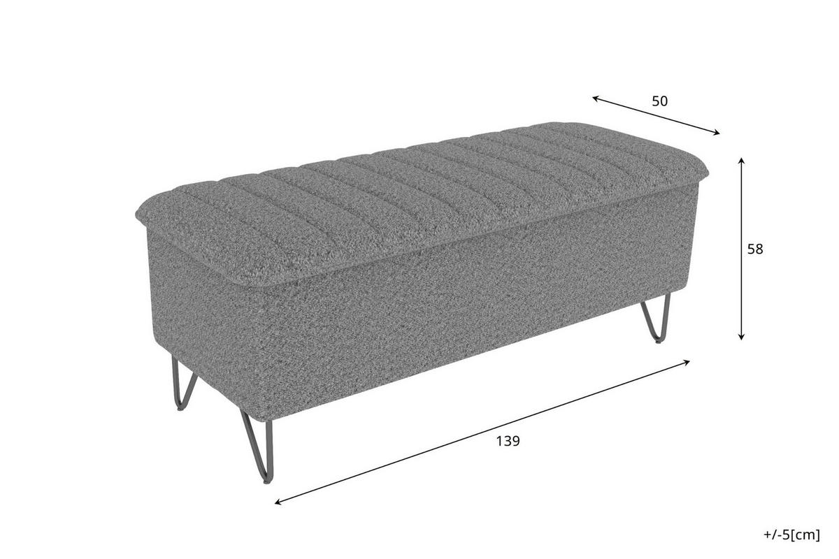 BOXSPRINGBETT LUCIO mit Hocker Bouclé-Stoff Rot 140/200 cm - Rot/Schwarz, Textil/Metall (140/200cm) - 99rooms