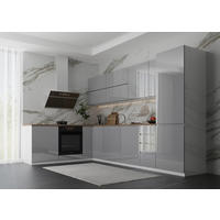 ECKKÜCHE 330/210 cm - Aspen K54-M330 in Grau/Hochglanz - Grau, Holz (330/212/210cm)