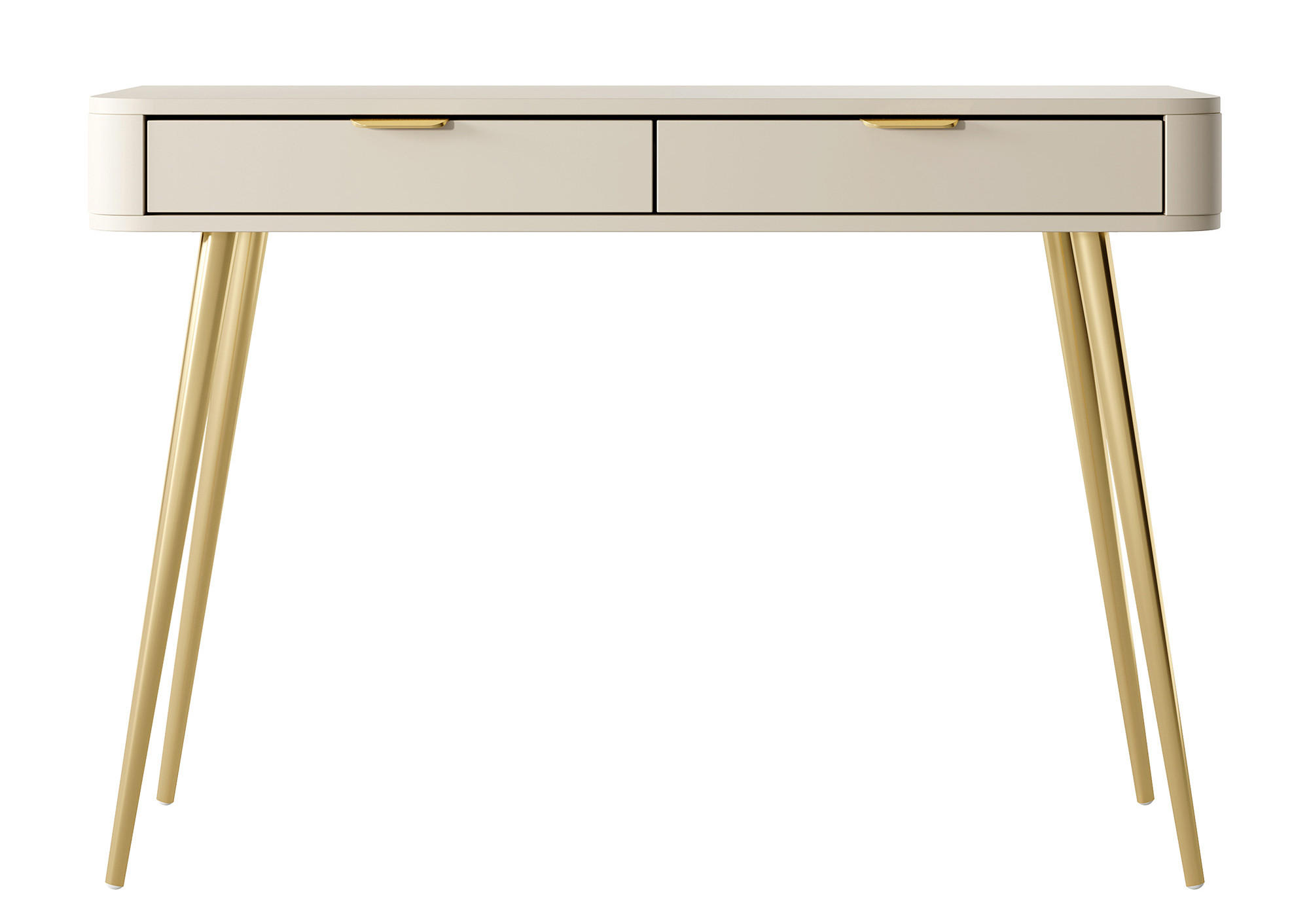 KONSOLENTISCH Oval Beige 112 cm - Beige/Goldfarben, Holzwerkstoff/Metall (38/112/78cm) - Selsey