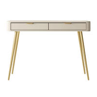 KONSOLENTISCH Oval Beige 112 cm - Beige/Goldfarben, Holzwerkstoff/Metall (38/112/78cm) - Selsey