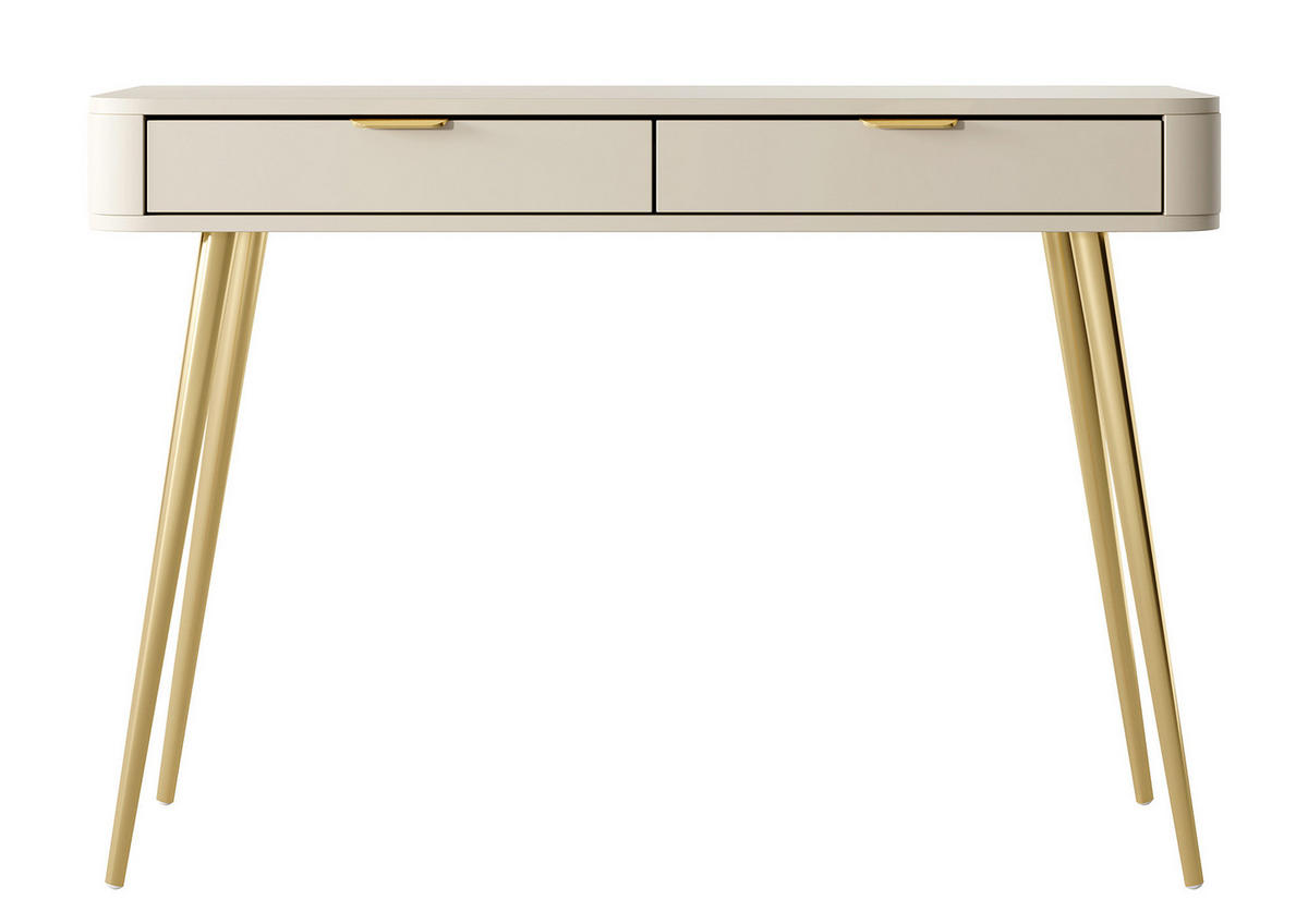 KONSOLENTISCH Oval Beige 112 cm - Beige/Goldfarben, Holzwerkstoff/Metall (38/112/78cm) - Selsey