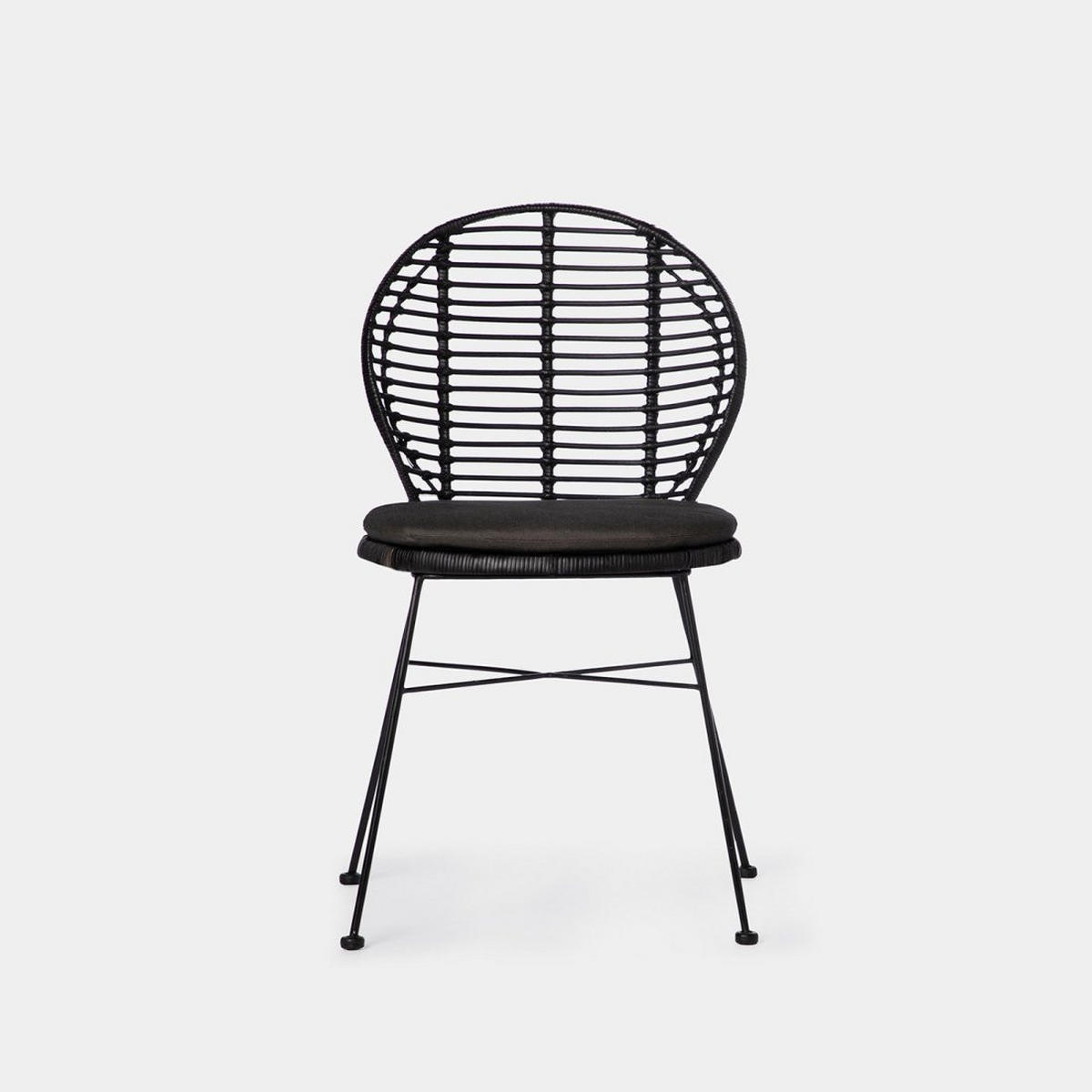 STUHL FÜR DRAUSSEN Kala Schwarz 51 cm x 89 cm - Schwarz, Naturmaterialien (51/89/58cm) - Klast Home