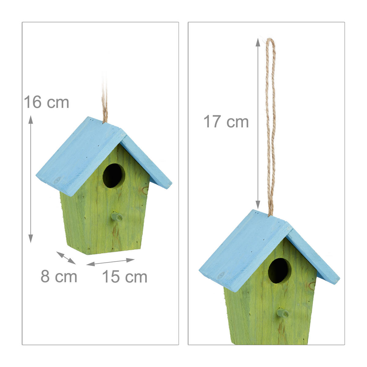 DEKO Vogelhaus - Grün, Holz (15/16/8cm) - Relaxdays