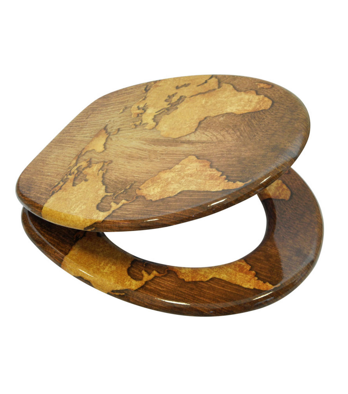 WC-SITZ World Map - Braun, Holzwerkstoff (38/6/47cm) - Sanilo