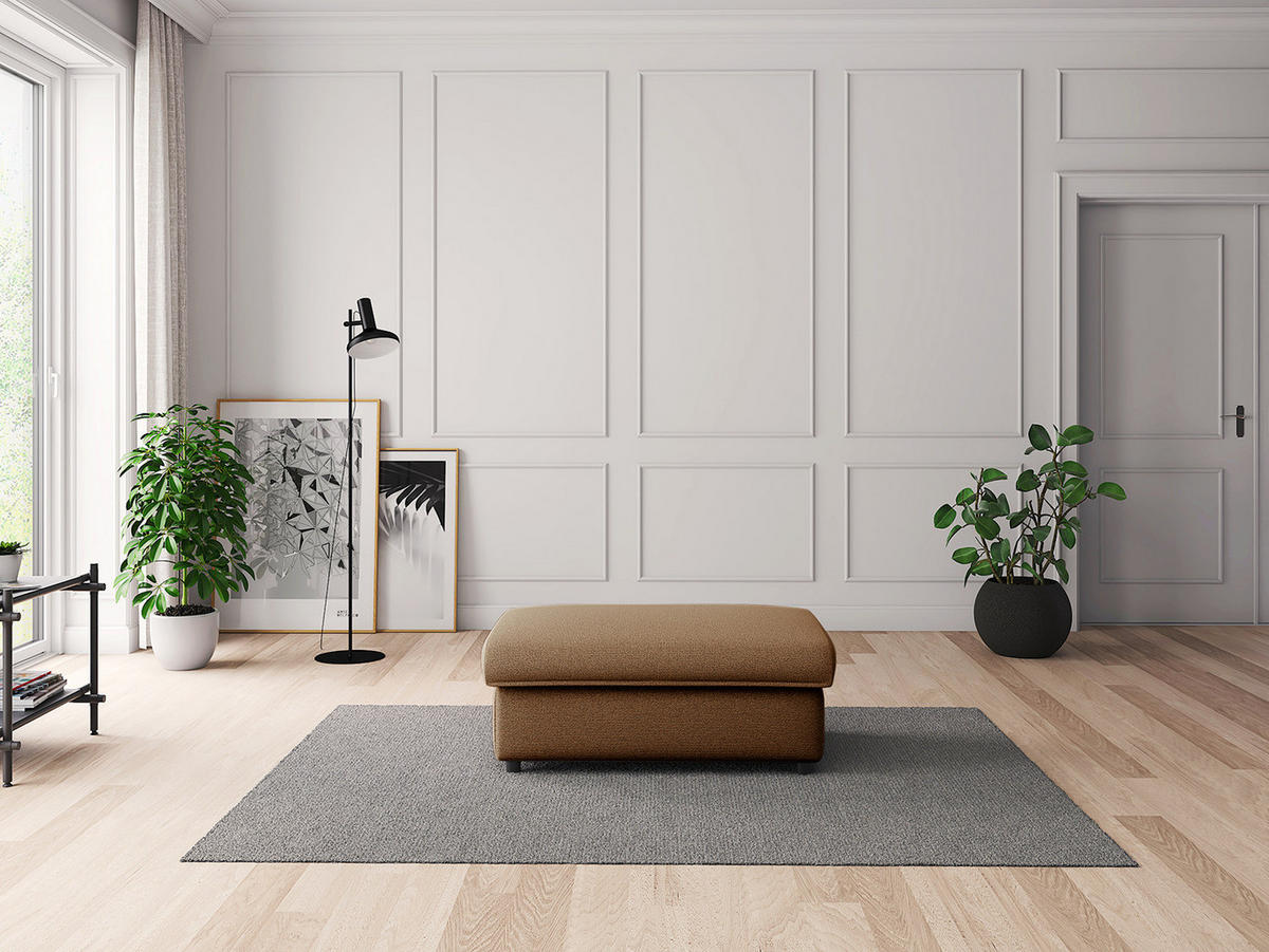 POLSTERHOCKER - Schwarz/Haselnussfarben, Kunststoff/Textil (100/44/60cm) - home24