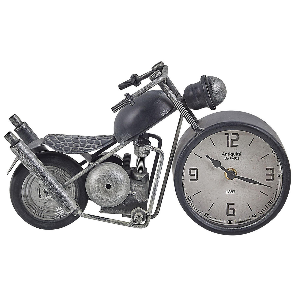 TISCHUHR Schwarz/Weiß/Silber Berno - Silberfarben/Schwarz, Metall (30/19/11cm) - Beliani