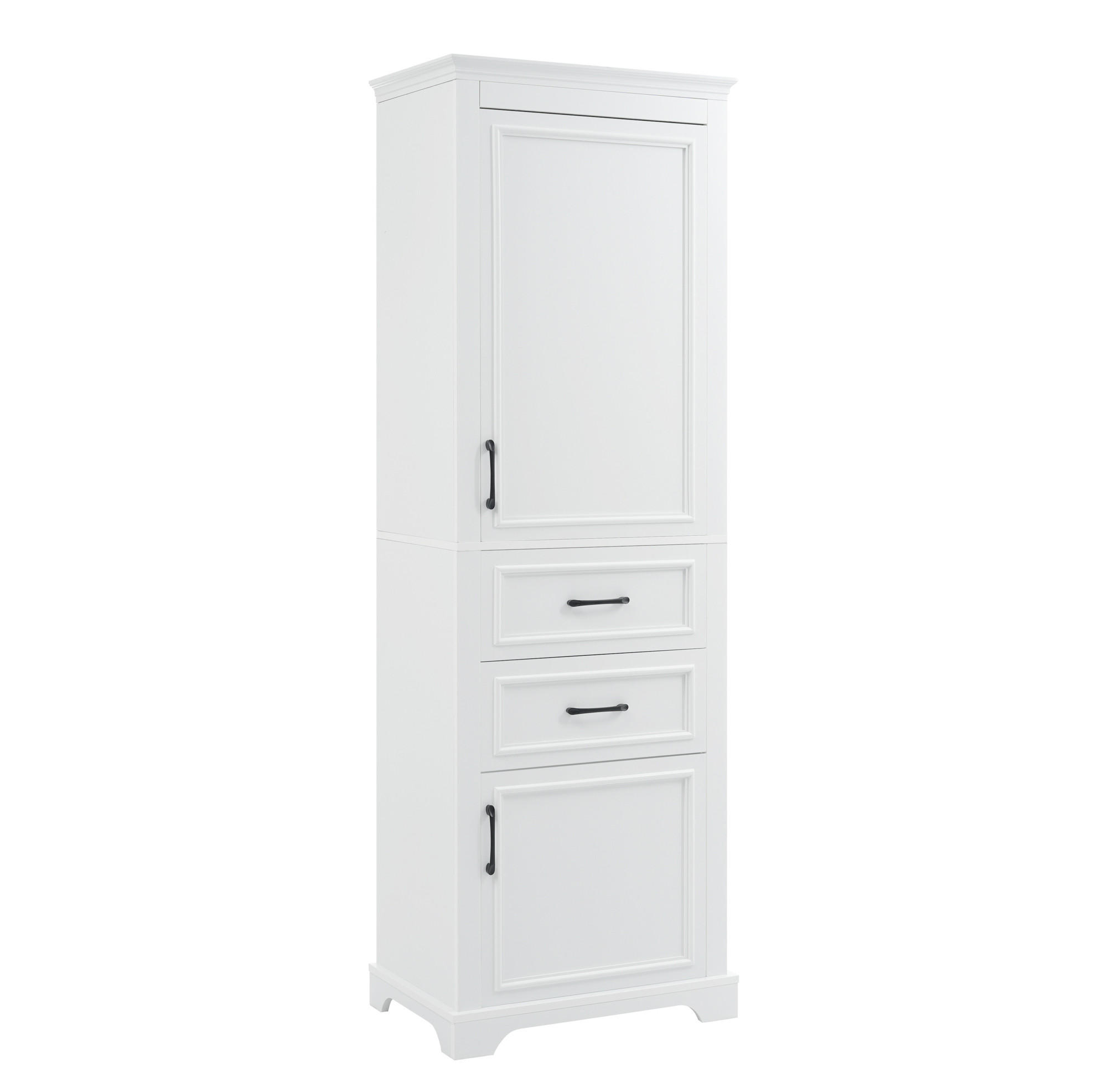 HOCHSCHRANK 60/40/180 cm aus MDF mit 2 Schubladen und verstellbarem Einlegeboden Weiß - Weiß, Holzwerkstoff (60/180/40cm) - Modenvie