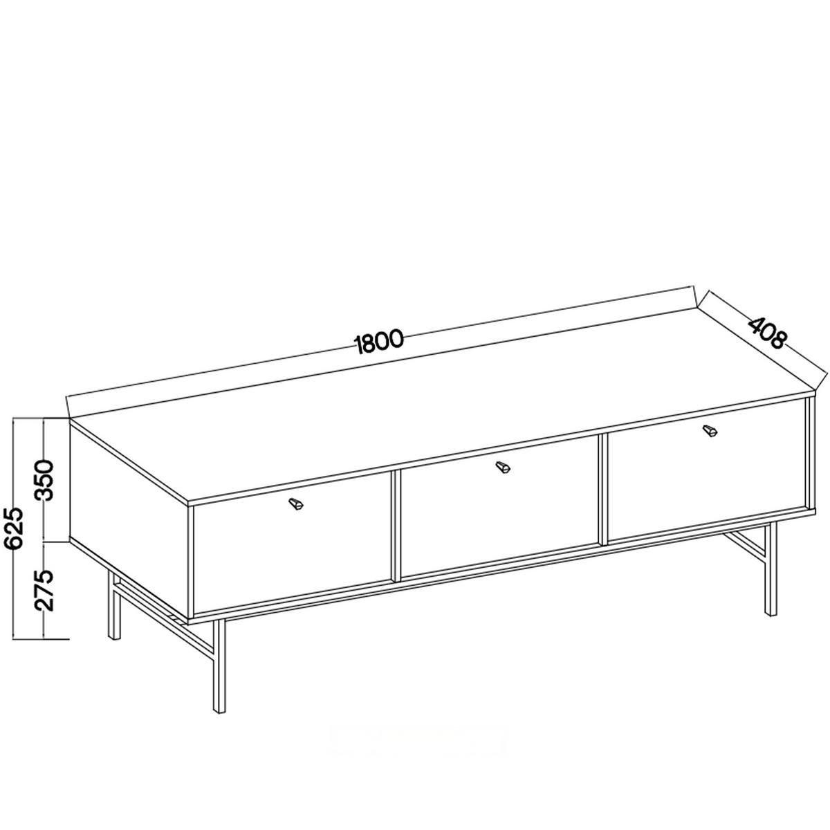TV-LOWBOARD FLOREN, Creme/Gold - Creme, Holzwerkstoff/Metall (180/62.5/40.8cm) - KONSIMO®