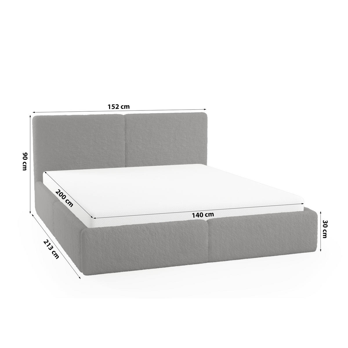 POLSTERBETT Doppelbett Sarria Slim Grau (Anthology 18) 140x200 cm - Grau, Textil (140/200cm) - Meblito