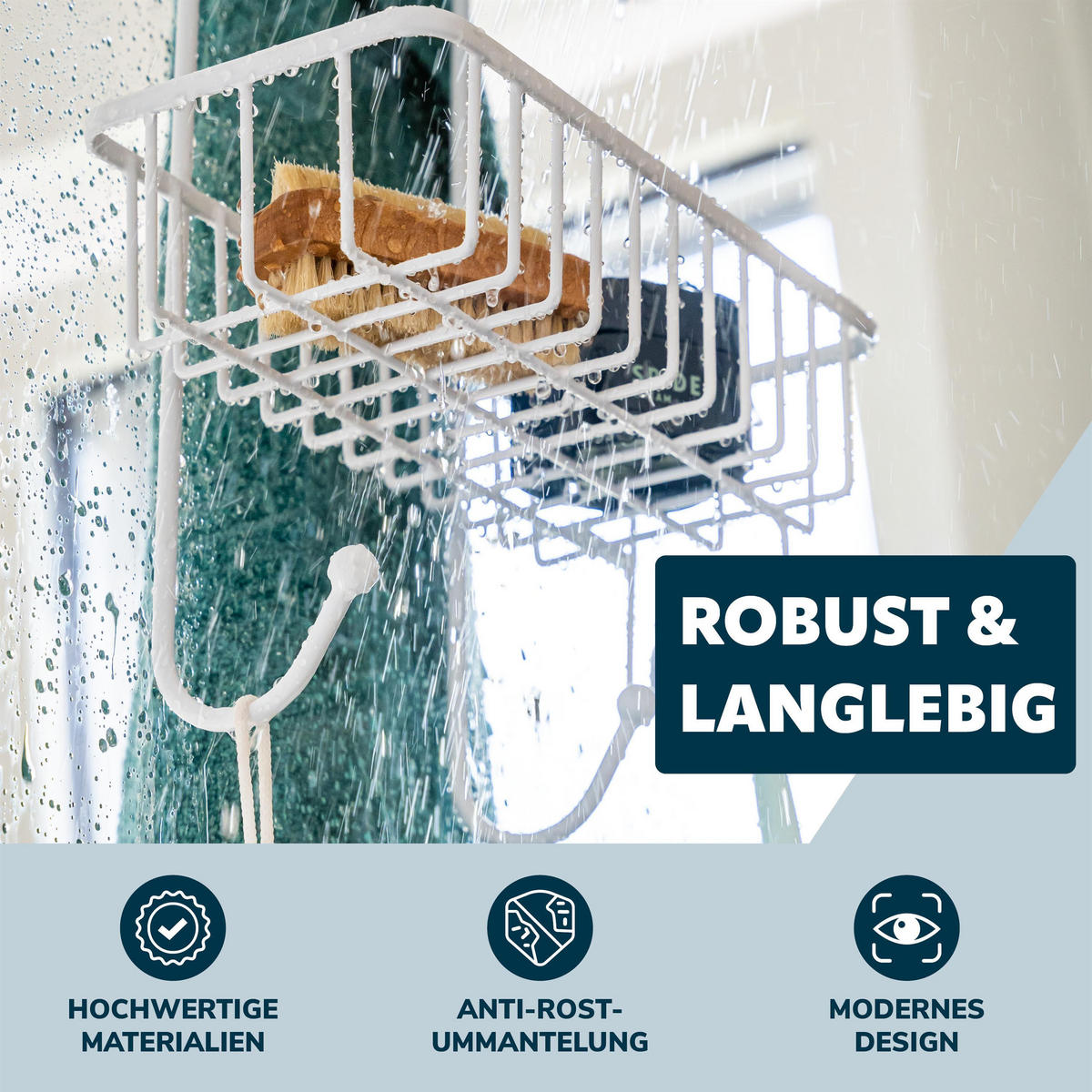 DUSCHREGAL, weiß - Weiß, Metall (25/75/12cm) - bremermann