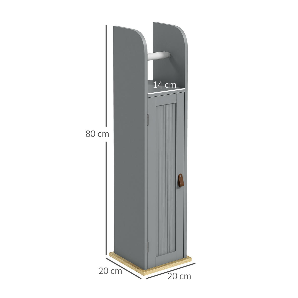 BADEZIMMERSCHRANK Grau 20/20/80 cm - Hellgrau, Kunststoff (20/80/20cm) - PANGIVO