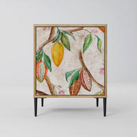 SIDEBOARD COCOA FRUITS, Eichefarben, 57,5x42x72,5 cm, Schwarze Metallfüße - Eichefarben/Multicolor, Holzwerkstoff/Metall (57.5/72.5/42cm) - SpaceRebels