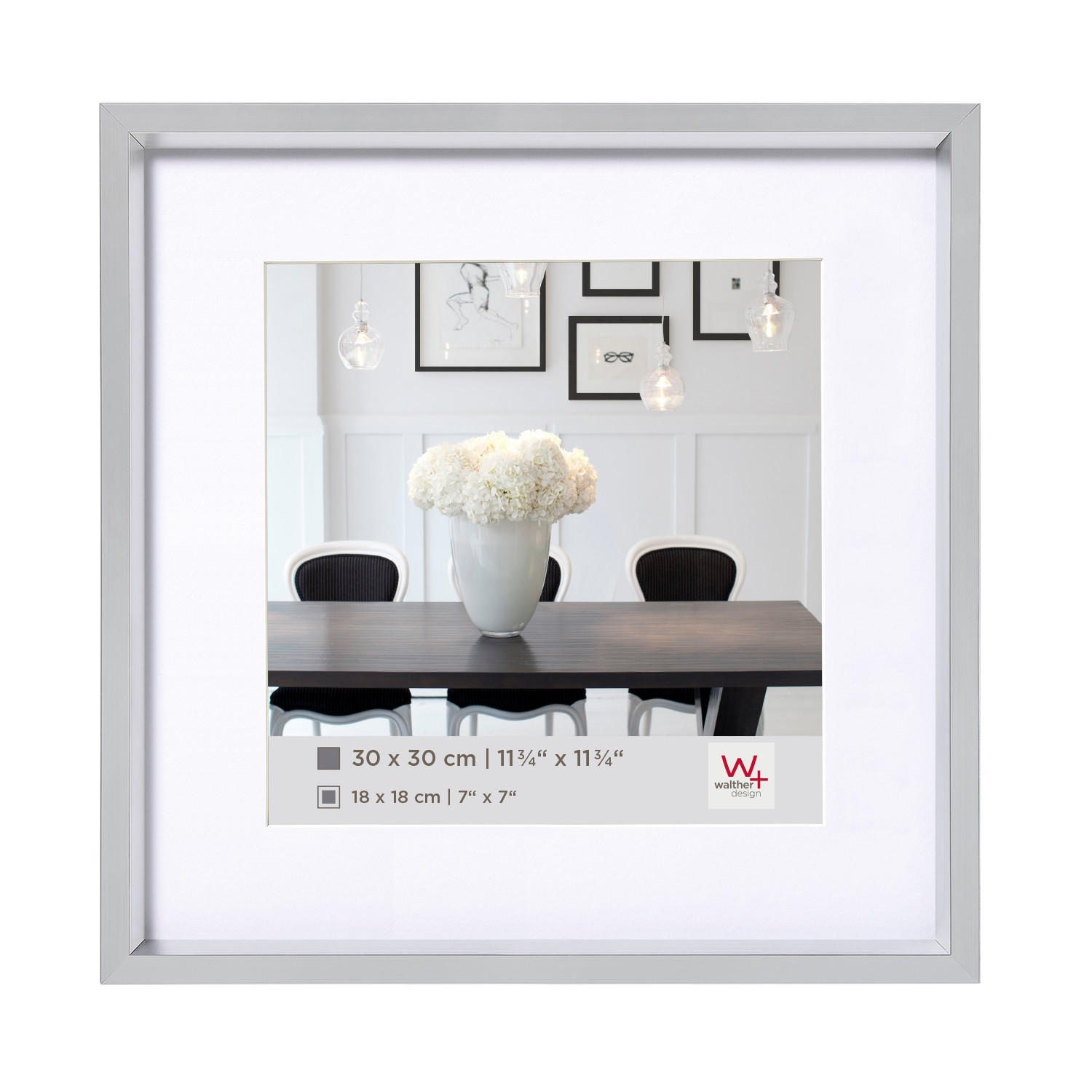 BILDERRAHMEN Steel Style Kst.Rahmen 40x40 cm Silber - Silberfarben, Kunststoff (40.96/40.96/2.18cm) - walther design