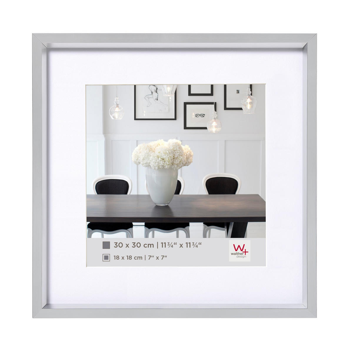 BILDERRAHMEN Steel Style Kst.Rahmen 20x20 cm Silber - Silberfarben, Kunststoff (20.96/20.96/2.18cm) - walther design