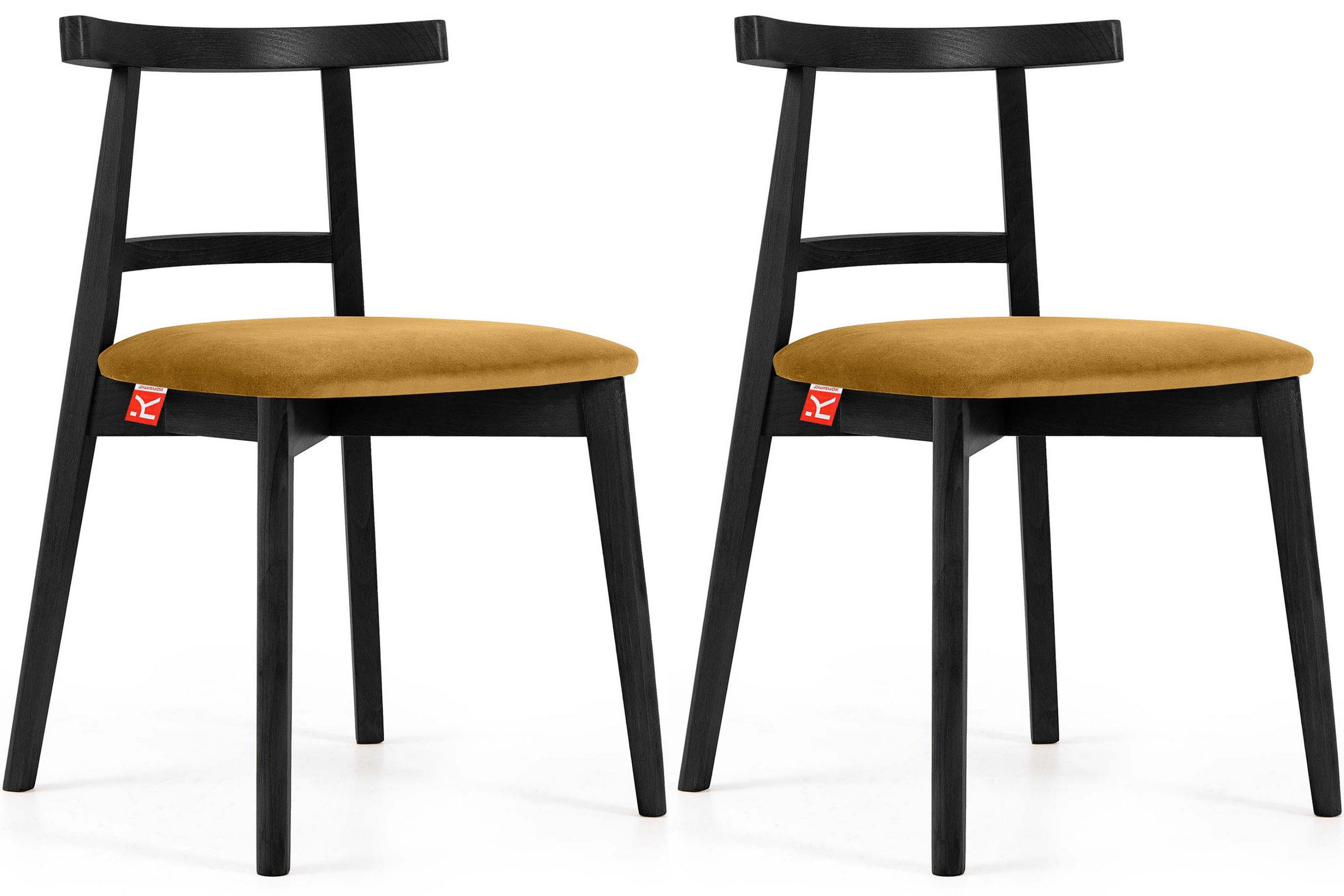 ESSTISCHSTÜHLE LILIO 2 St Vintage, Gelb / schwarz - Gelb/Schwarz, Holz/Textil (47/76/45cm) - KONSIMO®