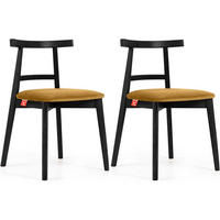 ESSTISCHSTÜHLE LILIO 2 St Vintage, Gelb / schwarz - Gelb/Schwarz, Holz/Textil (47/76/45cm) - KONSIMO®