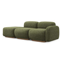 3-SITZER SOFA Links Chenille Stoff Grün - Braun/Olivgrün, Holz/Textil (258/73/95cm) - Makamii