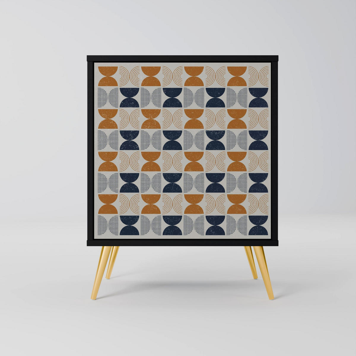 SIDEBOARD REFLECTION RANGE, Schwarz, 57,5x42x72,5 cm, Schwarze Metallfüße - Multicolor/Schwarz, Holzwerkstoff/Metall (57.5/72.5/42cm) - SpaceRebels