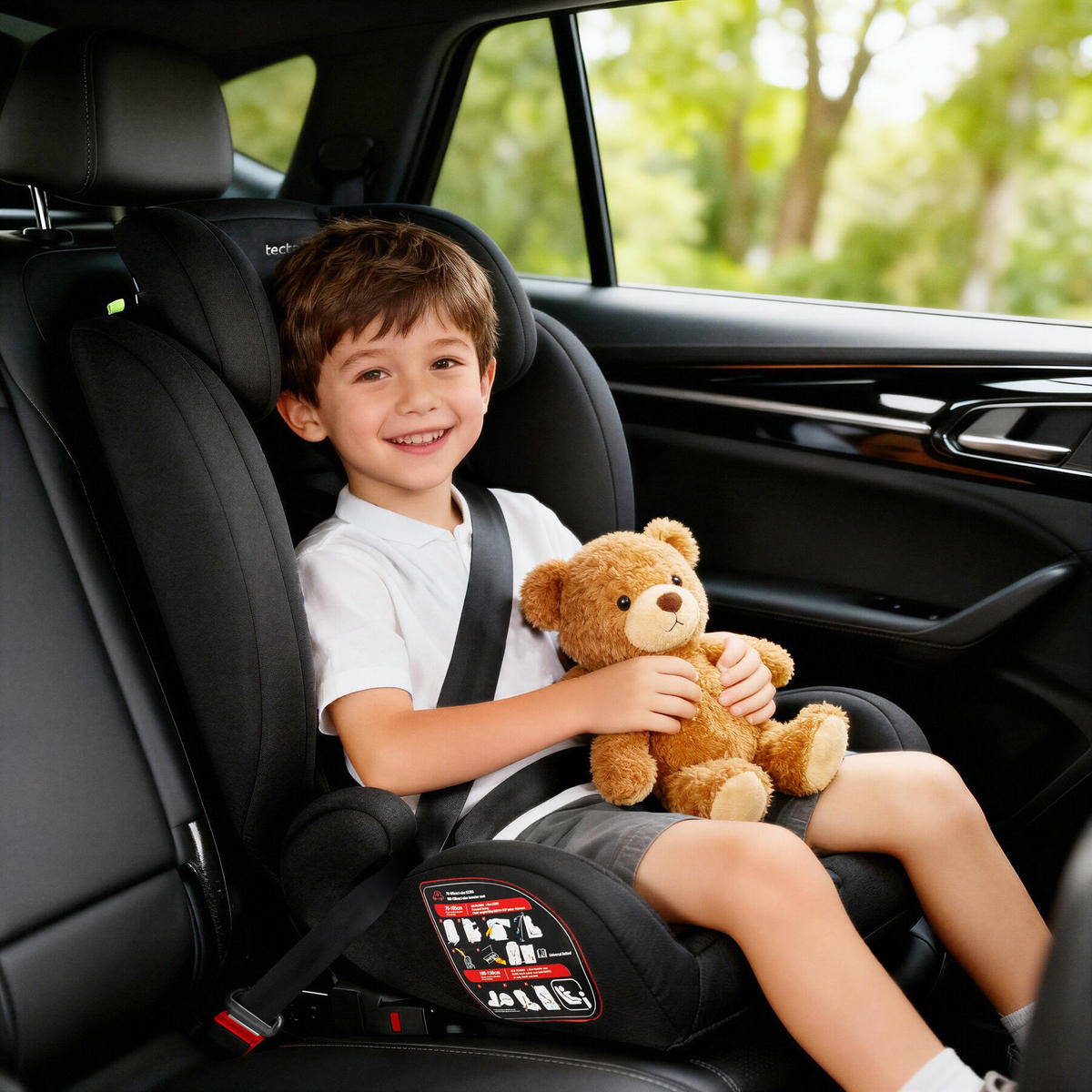 AUTOSITZ Emely,ab 15 Monaten von 76 bis 150 cm, Belastbarkeit 36 kg,dunkelgrau/schwarz - Dunkelgrau/Schwarz, Kunststoff (48/74/48cm) - tectake