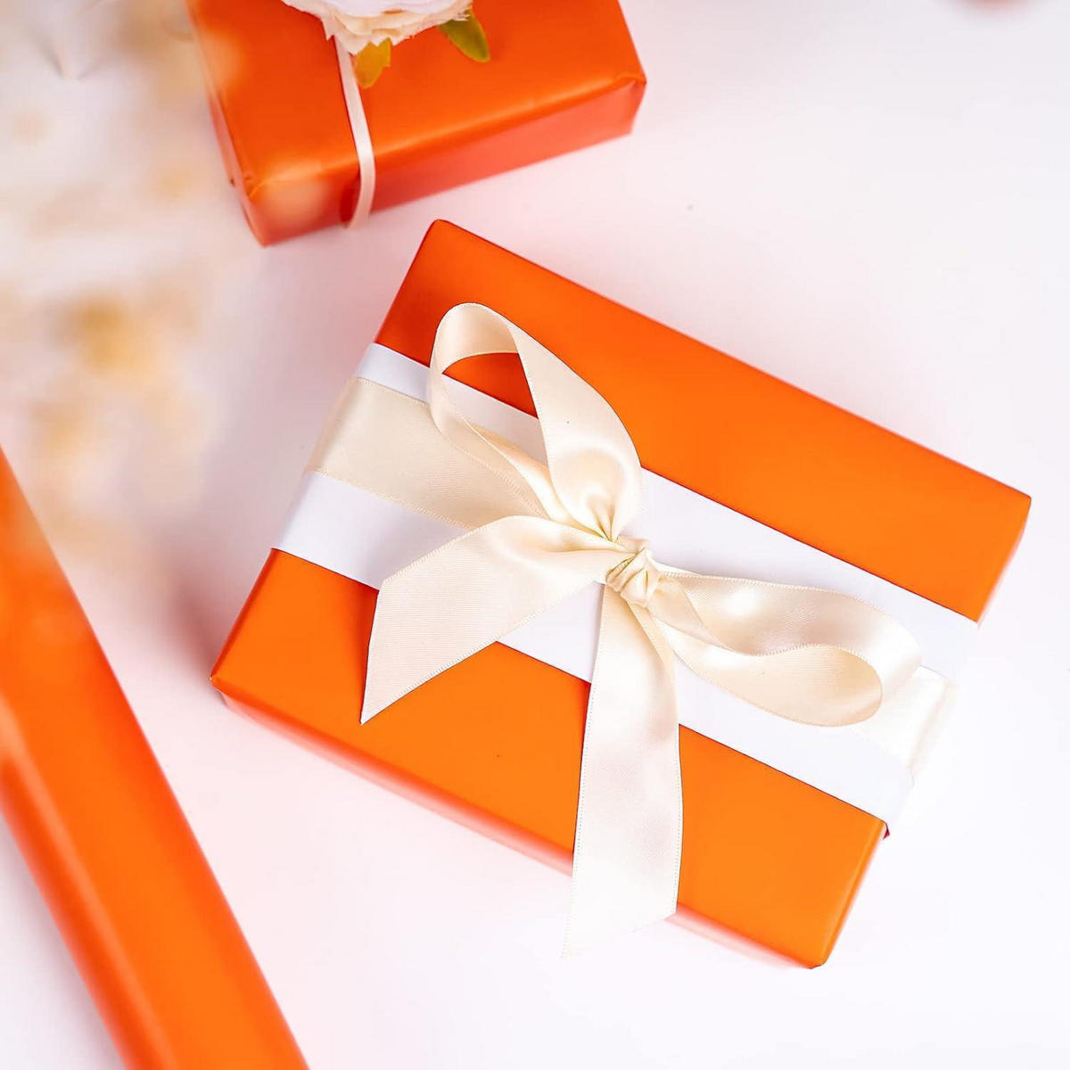 GESCHENKPAPIER Orange Glänzend 44,5 cm x 10 m - Orange, Papier (4/44/4cm)