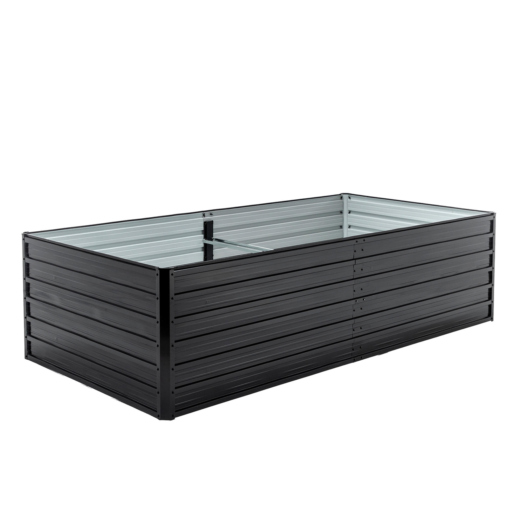 HOCHBEET 219/112/64 cm Schwarz mit Offene Basis - Schwarz, Metall (112/64/219cm) - Oxeza