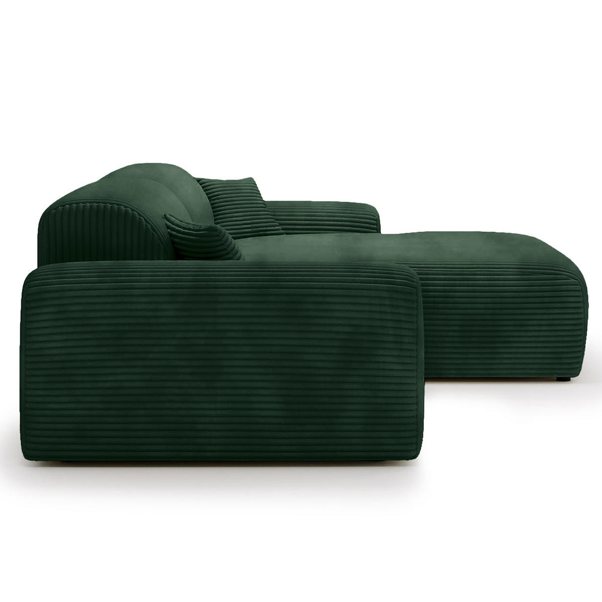 ECKSOFA mit Longchair - Cord - Schwarz/Grün, Kunststoff/Textil (284/178cm) - home24
