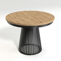 ESSTISCH Garda rund ausziehbar 100-180 x 100 x 76,6 cm Eiche Artisan/Schwarz - Schwarz/Eiche Artisan, Holzwerkstoff (100/100/76.6cm) - Koseto