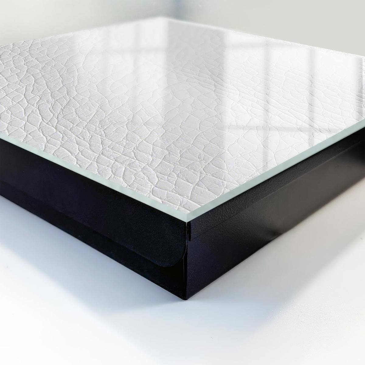 SCHLÜSSELBOX Schwarz 30x30 cm- Türöffnung nach rechts - Helle Hautstruktur - Weiß, Metall (30/30/5cm) - TULUP