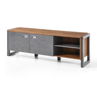 TV-LOWBOARD Eiche Stirling, Matera grau, TV Unterteil 156 x 53 cm - Eichefarben/Silberfarben, Holzwerkstoff/Metall (156/53/39cm) - Furn.Design