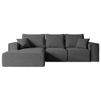 ECKSOFA mit Schlaffunktion und Bettkasten SERRA-L-S - 266x161x87 cm Grau Bouclé - Schwarz/Grau, Holzwerkstoff/Kunststoff (266/161cm) - ALTDECOR