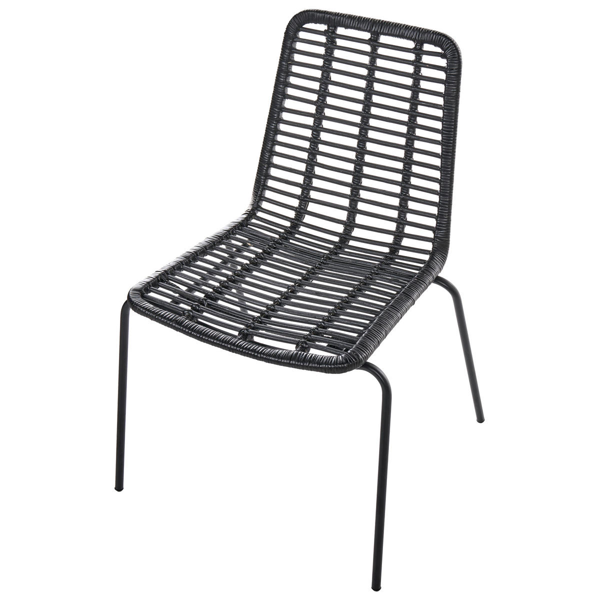 ESSZIMMERSTUHL 2er-Set Rattan Schwarz Taos - Schwarz, Naturmaterialen (56/82/55cm) - Beliani