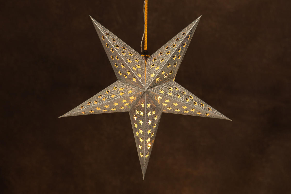 PAPIERSTERN LED 43 cm batteriebetrieben - Silberfarben, Papier (43/18/43cm)