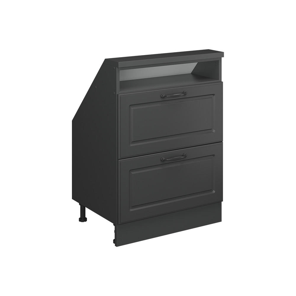 DACHSCHRÄGENSCHRANK Rion Anthrazit Landhaus/Anthrazit mit 2 Schubladen - Anthrazit, Holzwerkstoff (60/81.6/46cm) - Vicco