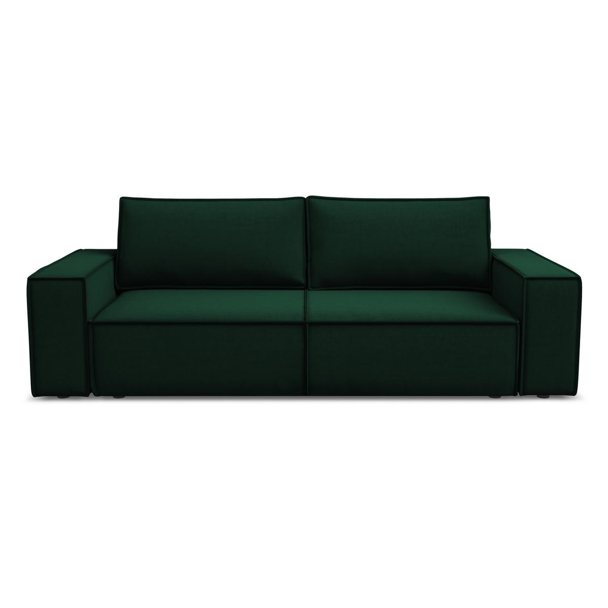 3-SITZER SOFA mit Schlaffunktion Samt Stoff Grün - Dunkelgrün/Schwarz, Kunststoff/Textil (255/85/105cm) - LaMiaSofa