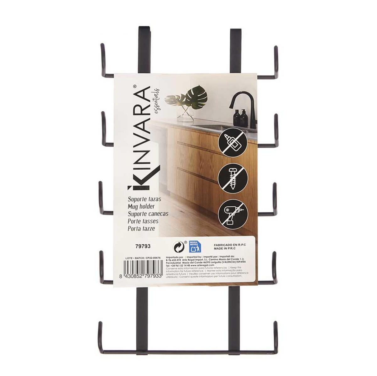 TASSENHALTER Metall - Schwarz, Metall (16/7/28.5cm) - Kinvara