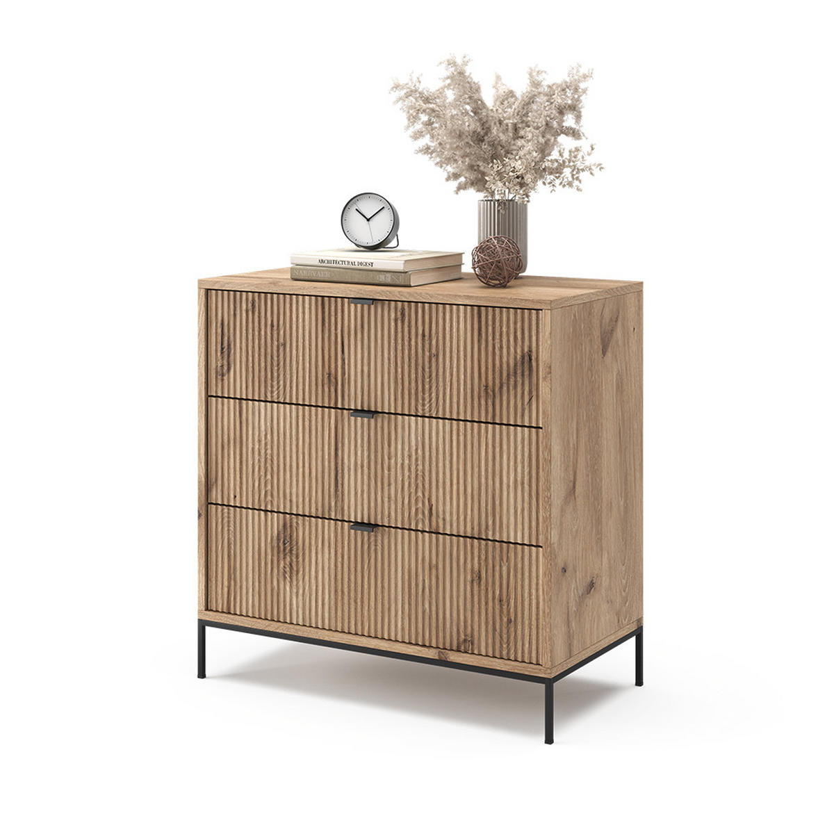 KOMMODE Eliza Viking Oak 80 x 81.2 cm mit 3 Schubladen - Eiche Wotan, Holzwerkstoff (42/81.2/80cm) - Vicco