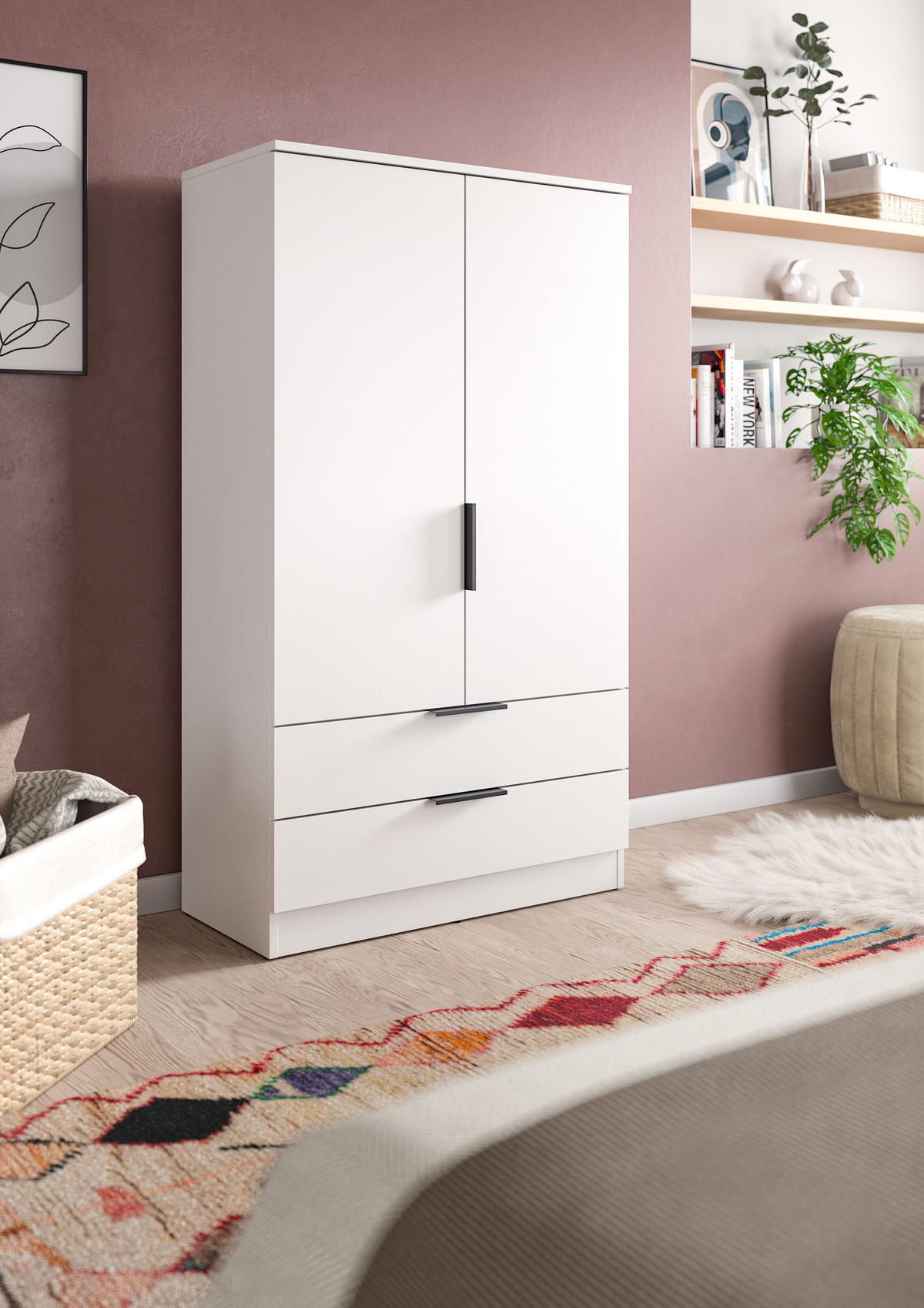 WÄSCHESCHRANK Alvas (B/H/T: ca. 80/140/37 cm) in weiß/weiß - Weiß, Holzwerkstoff (80/140/37cm)