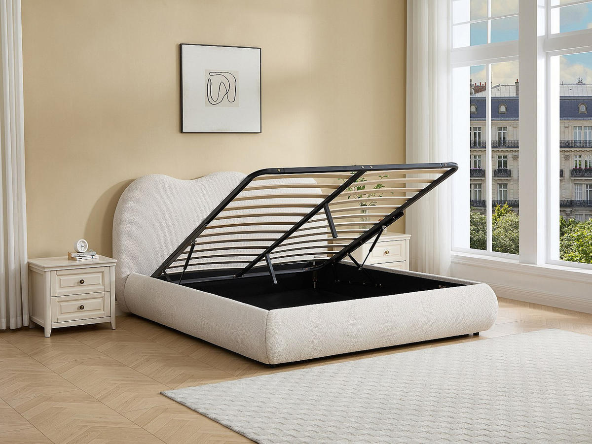 BETT mit Bettkasten - 2 Personen - Stoff - Beige - - Beige, Textil (140/190cm) - Vente-Unique