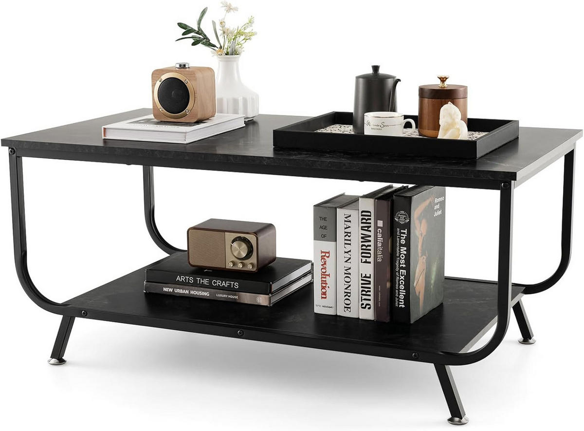 COUCHTISCH Schwarz - Schwarz, Holz (105/55/47cm) - COSTWAY