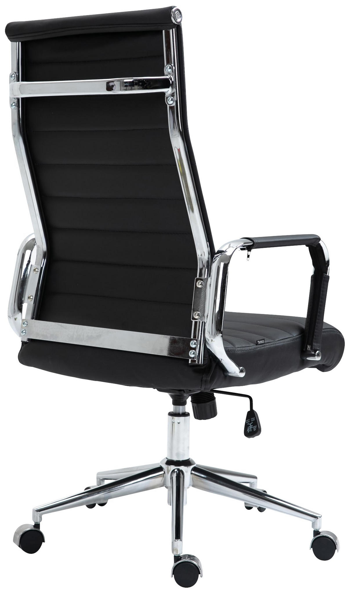 KONTORSSTOL Kolumbus äkta läder - Kromfärg/Svart, Läder/Metall (58/105/66cm) - CLP