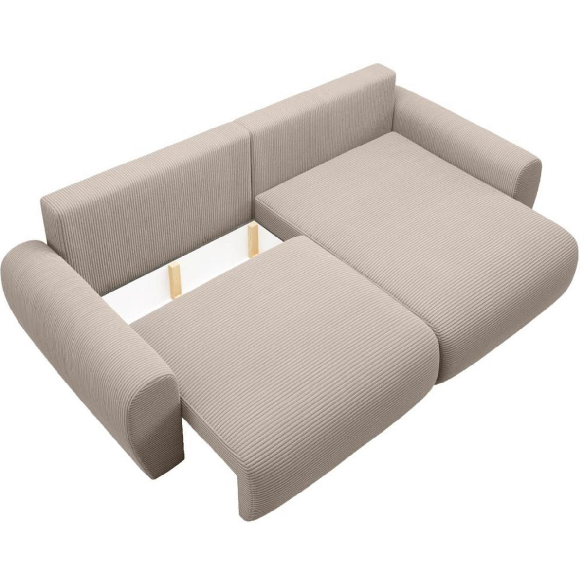 ECKSCHLAFSOFA Poss L cappuccino rechts - Cappuccino, Textil (253/153cm) - Beautysofa