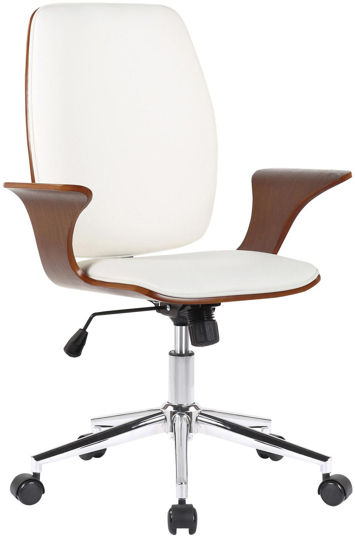 DREHSTUHL Lederlook walnuss/weiß - Chromfarben/Walnussfarben, Textil/Metall (67/93/68cm) - CLP