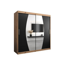 SCHWEBETÜRENSCHRANK 200/200/62 2-türig - Silberfarben/Schwarz, Holz/Kunststoff (200/200/62cm) - Abiks Möbel