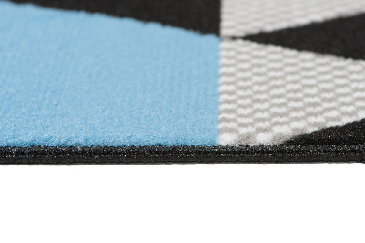 TEPPICH MAYA Blau Dreiecke Meliert 140/200 cm - Blau, Textil (140/200cm) - Tapiso